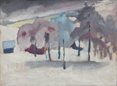 ムルナウ - 雪の中の木 作： Wassily Kandinsky