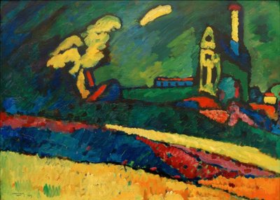 ムルナウ-教会のある風景I 作： Wassily Kandinsky