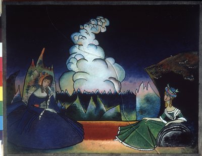 「白い雲」（Nuage blanc） ガラスに描かれたヴァシリー・カンディンスキー（またはWassily Kandinski or Kandinskij）の絵画。 作： Wassily Kandinsky