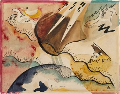 雨の風景、1911（紙にトイレ） 作： Wassily Kandinsky