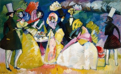 フープスカート会社。 1909 作： Wassily Kandinsky