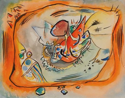 オレンジ色の境界線でペイントするためのスケッチ 作： Wassily Kandinsky