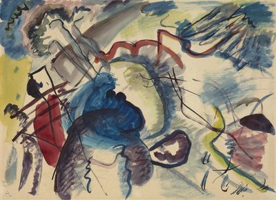 白い境界線のある絵のための白い境界線ドラフトを使用した絵画のスケッチ、1913 作： Wassily Kandinsky