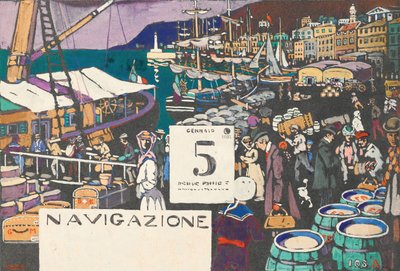 船のポスターの習作、1906 年。 作： Wassily Kandinsky