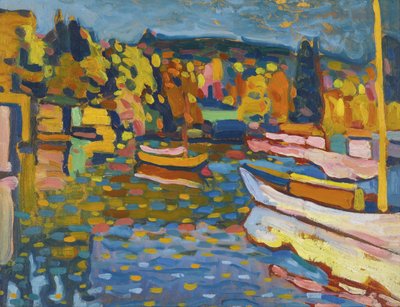 ボートで秋の風景を学ぶ 作： Wassily Kandinsky