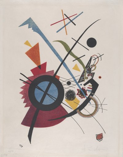 ヴィオレット、1923年（赤、黄、青、黒のリトグラフ） 作： Wassily Kandinsky