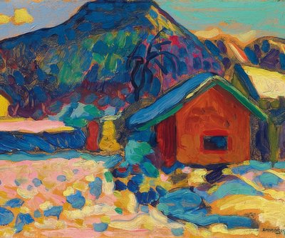山で冬の勉強。 1908 作： Wassily Kandinsky
