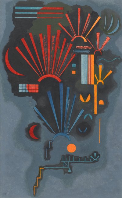 ズーネメン、1933年（油、卵のテンペラ、紙の上のインク） 作： Wassily Kandinsky