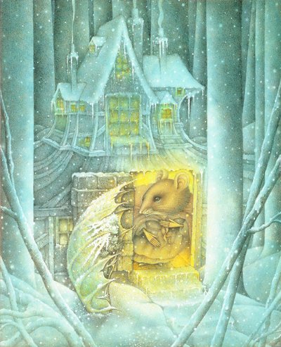 おやゆび姫と雪の中のネズミ（紙に鉛筆とカラークレヨン） 作： ウェイン・アンダーソン