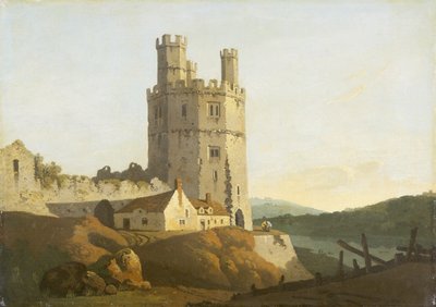 ケアナーヴォン城、イーグル・タワー（油彩・キャンバス） 作： Welsh school