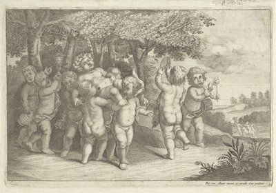 音楽を作ったり踊ったりする小さな男の子はバッチャントを着る 作： Wenceslaus Hollar (rejected attribution)