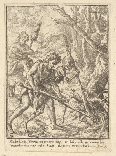 死の舞踏』のアダム・プラウイング、1651年 作： Wenceslaus Hollar