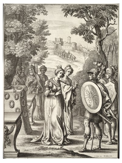 アイネイアースとアンドロマケの出会い 作： Wenceslaus Hollar
