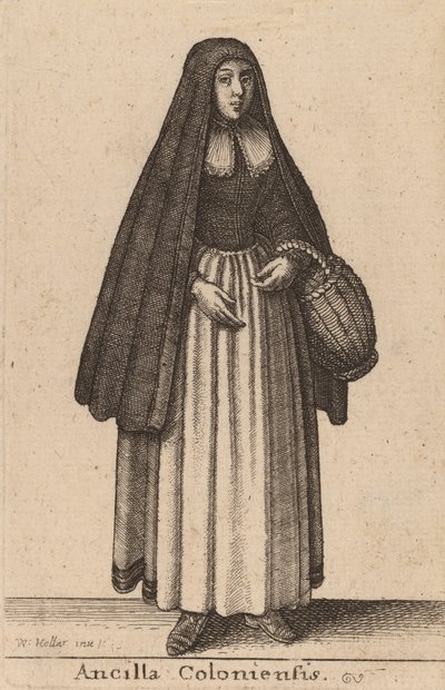 ケルンのメイド、1643年。 作： Wenceslaus Hollar