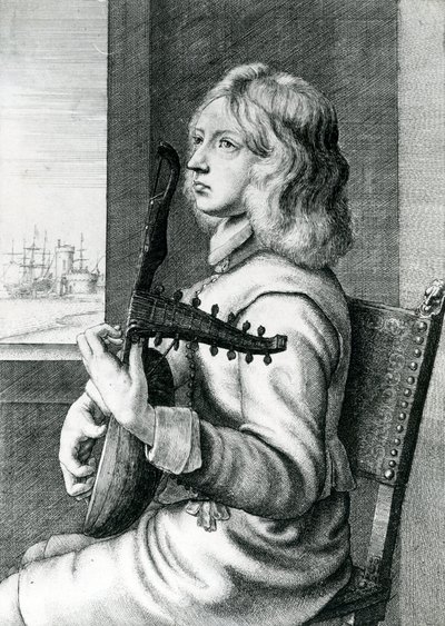 バロックリュート奏者 作： Wenceslaus Hollar