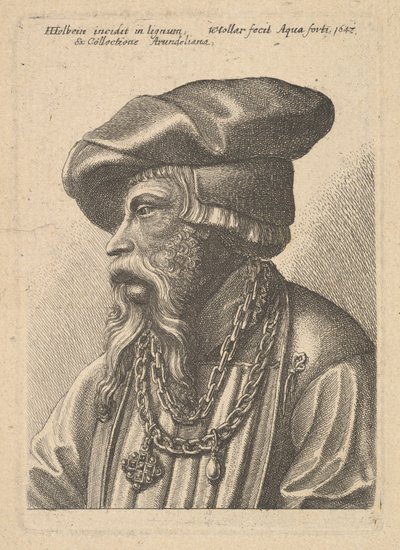 鎖のネックレスをした髭面の男 1647年 作： Wenceslaus Hollar