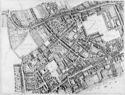 ロンドンの西中央地区の鳥瞰図、1660-6 作： Wenceslaus Hollar