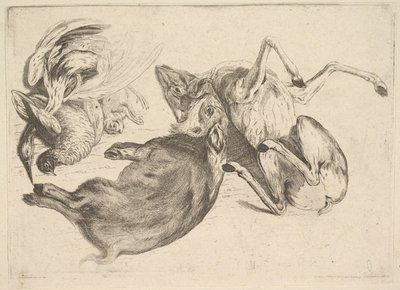 イノシシ、シカ、サギおよび他のゲーム、1625-77。 作： Wenceslaus Hollar