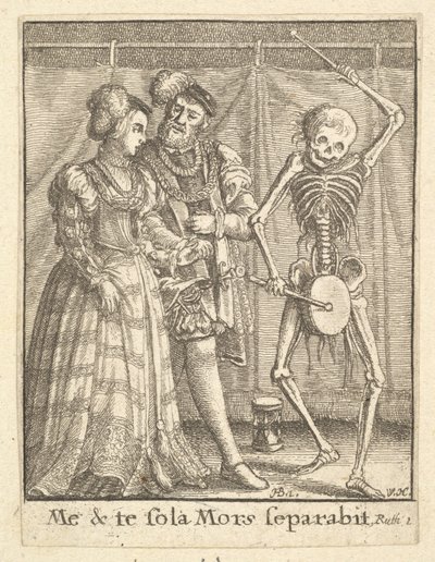 死のダンス、1651年のブライダルペア。 作： Wenceslaus Hollar