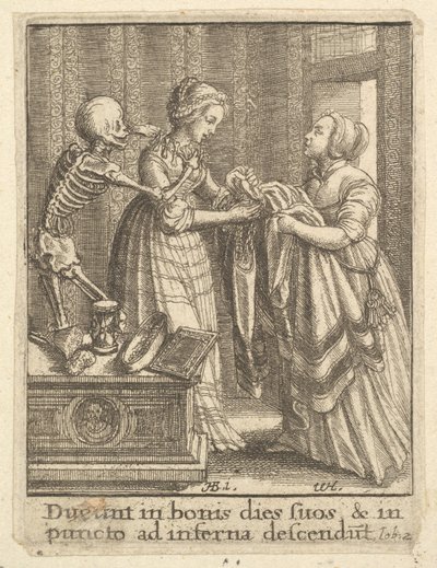 花嫁、死のダンスから、1651年。 作： Wenceslaus Hollar