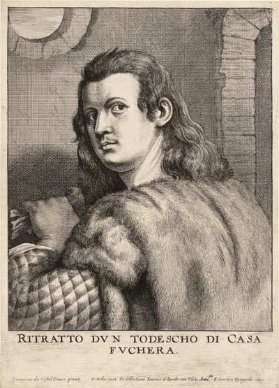 Buffalmaccoまたは「Todescho di Casa Fuchera」。ステート3 作： Wenceslaus Hollar