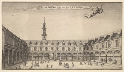 Byrsa一般的にロンドンの王立証券取引所Royal Exchange、London、ca. 1647年。 作： Wenceslaus Hollar
