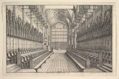 聖ジョージ教会、ウィンザー、1660年の合唱団と屋台。 作： Wenceslaus Hollar