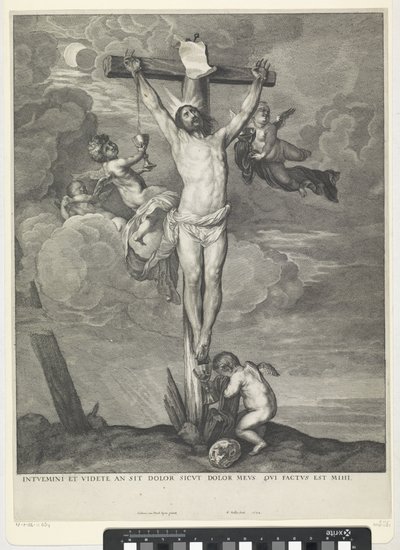 天使と十字架上のキリスト 作： Wenceslaus Hollar