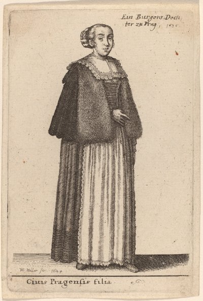 プラハ市民の娘 作： Wenceslaus Hollar