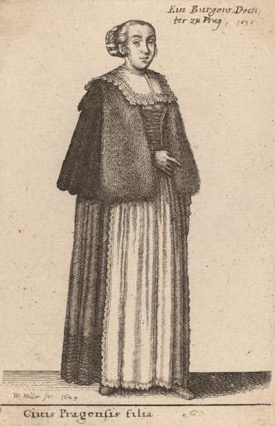 Ciuis Pragensis Filia, 1643年。 作： Wenceslaus Hollar