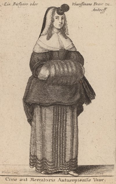 Ciuis aut Mercatoris Antuerpiensis Vxor, 1650年。 作： Wenceslaus Hollar