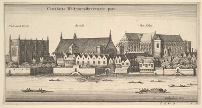 ウェストミンスター市の一部、川から見たウェストミンスター、1647年。 作： Wenceslaus Hollar