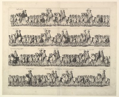 ロンドンを通るチャールズ2世の戴冠式行列、1662年。 作： Wenceslaus Hollar