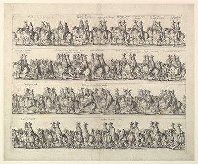ロンドンを通るチャールズ2世の戴冠式行列、1662年。 作： Wenceslaus Hollar