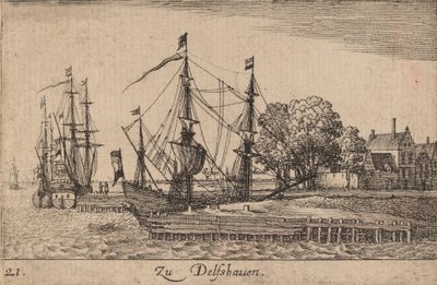 デルフト港、1635 年。 作： Wenceslaus Hollar