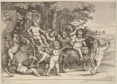 11人の少年と3匹の山羊、1625-77年。 作： Wenceslaus Hollar