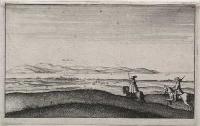 英語のビュー: ポーツマスからのワイト島 作： Wenceslaus Hollar