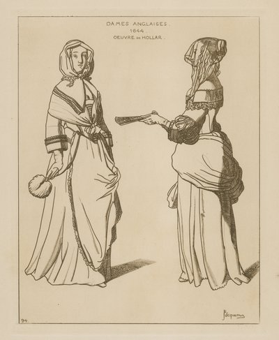 イギリス人女性、1644年 作： Wenceslaus Hollar