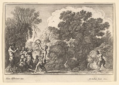 5人のサテュロスと2人のニンフ、1650年。 作： Wenceslaus Hollar