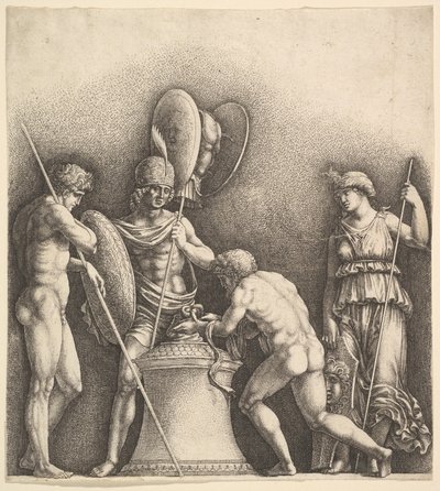 4つの古典的な人物の異教の犠牲、1638年。 作： Wenceslaus Hollar