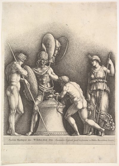 4つの古典的な人物の異教の犠牲、1638年。 作： Wenceslaus Hollar