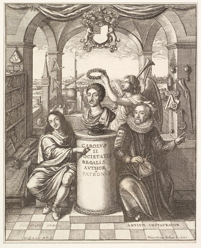 トーマス・スプラット、パブによるロンドン王立協会の歴史の最前線。 1702 作： Wenceslaus Hollar