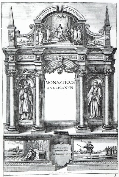 ウィリアム・ダグデールによる「Monasticon Anglicanum」の前絵、c.1718-23 作： Wenceslaus Hollar