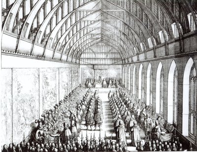 1672年、チャールズ2世の時代、ウィンザーのセントジョージズホールにあるガーターのごちそう 作： Wenceslaus Hollar