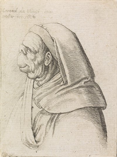 フードをかぶった男をグロテスクにプロファイリング 作： Wenceslaus Hollar
