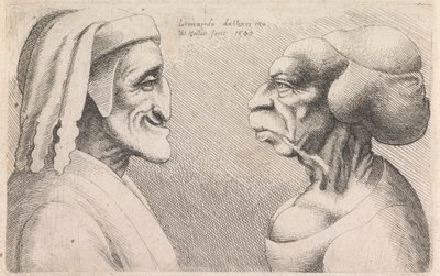 向き合う男女のグロテスクな横顔 作： Wenceslaus Hollar