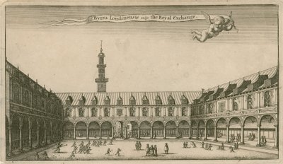 王立証券取引所、ロンドンのインテリア 作： Wenceslaus Hollar