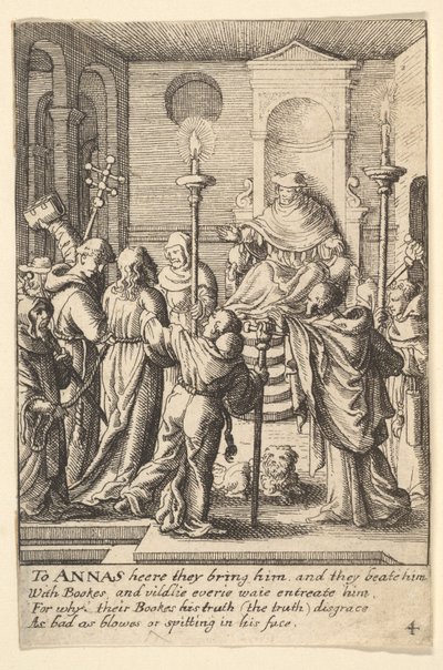 アンナスの前のイエス、1625-77年。 作： Wenceslaus Hollar