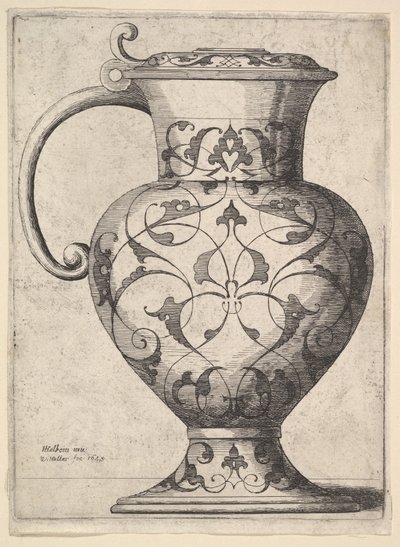 アラベスクで飾られた水差し、1645。 作： Wenceslaus Hollar