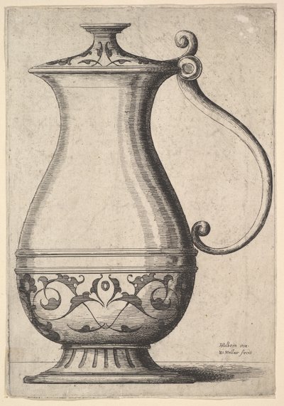 ベースにアラベスクの水差し、1625-77。 作： Wenceslaus Hollar